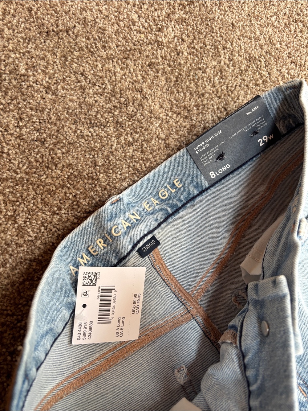 American Eagle Outfitters Light Wash Wide Leg Jeans - Picture 2 of 3